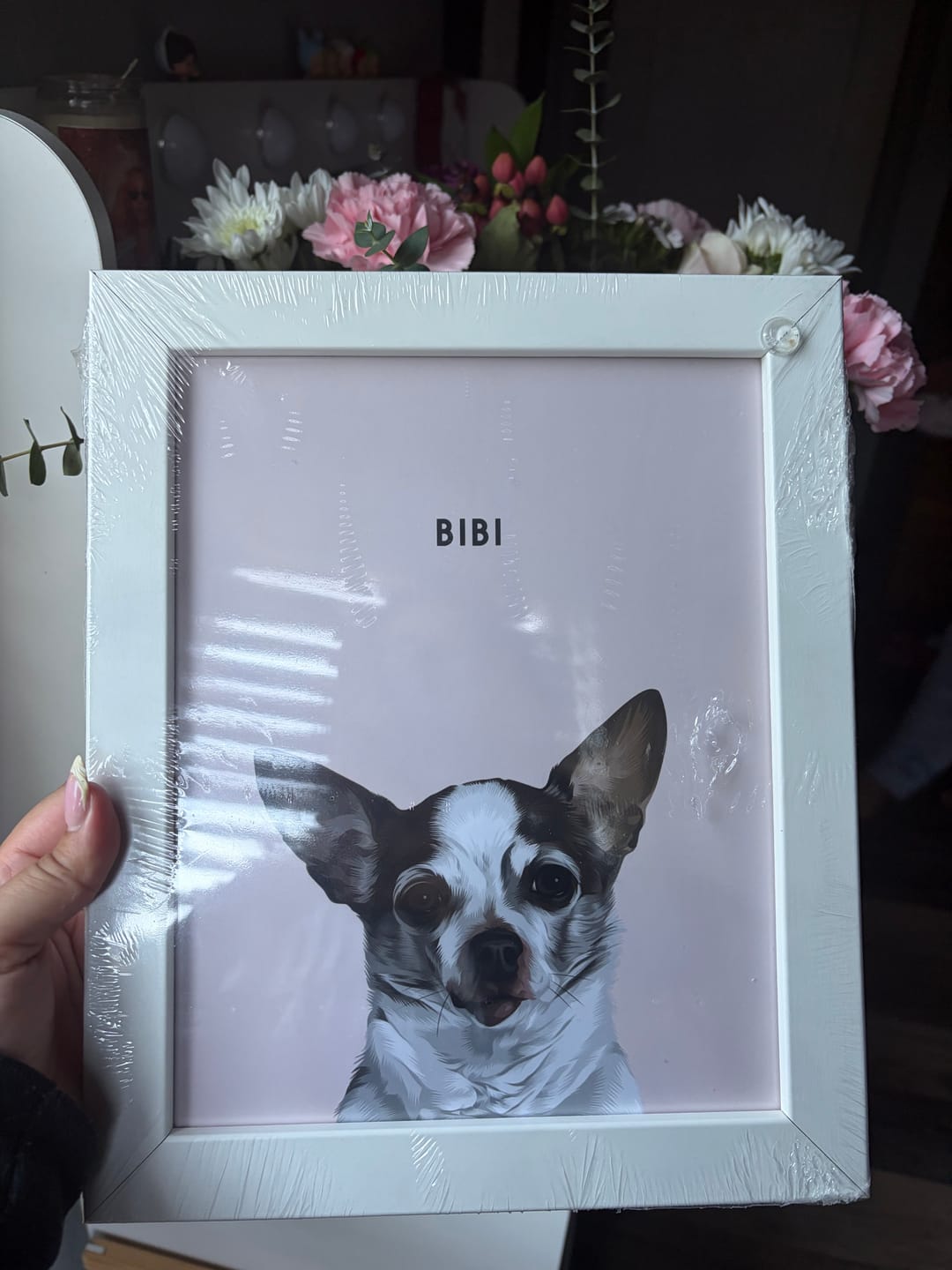 Portrait d'animal personnalisé encadré, photo envoyée par un client